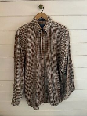 PENDLETON CANTERBURY CLOTH L/S  Shirt Plaid Men SZ LARGE Wool & Cotton